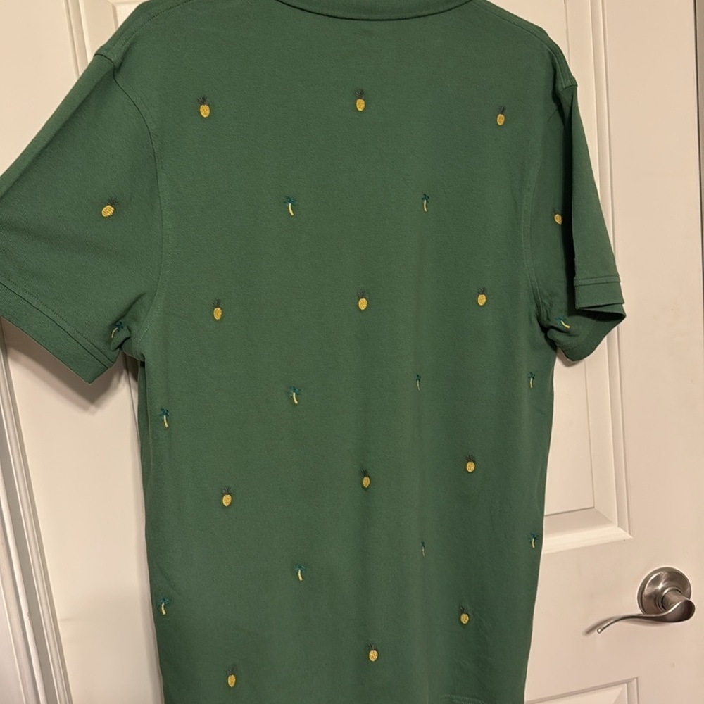NWT J.Crew Men’s Palm Tree/ Pineapple Embroidered Polo Sz Large Slim - Picture 5 of 6